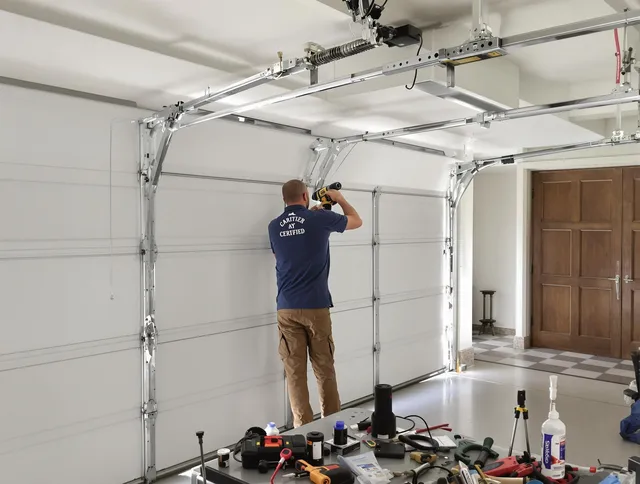 Glastonbury Garage Door Repair certified technician performing precision garage door repair in Glastonbury