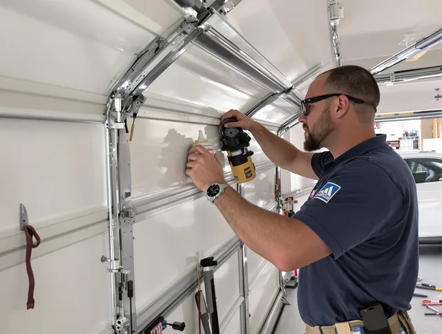 Glastonbury Garage Door Repair technician quieting a noisy garage door in Glastonbury