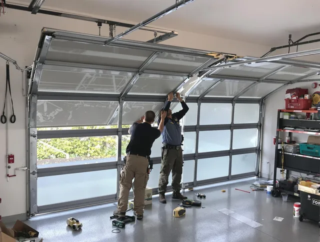Glastonbury Garage Door Repair expert performing precise panel replacement on Glastonbury garage door